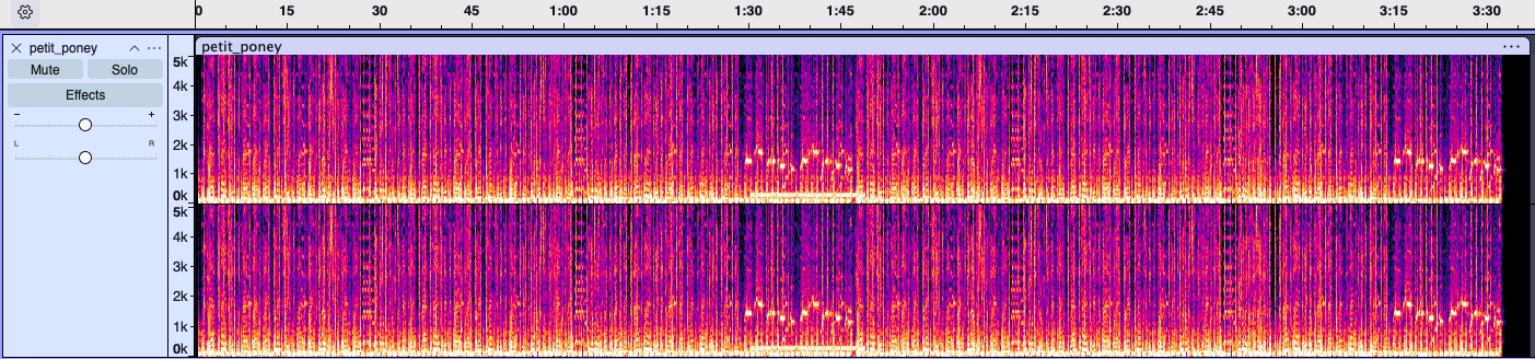 Audacity Spectrogram view of Petit Poney
