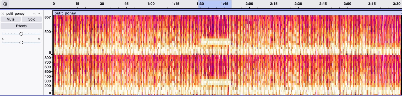 Audacity Spectrogram view of Petit Poney